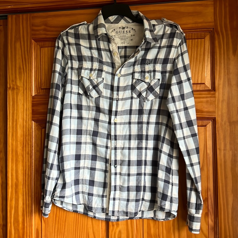 Guess Boy’s L LS Plaid Button Up Shirt